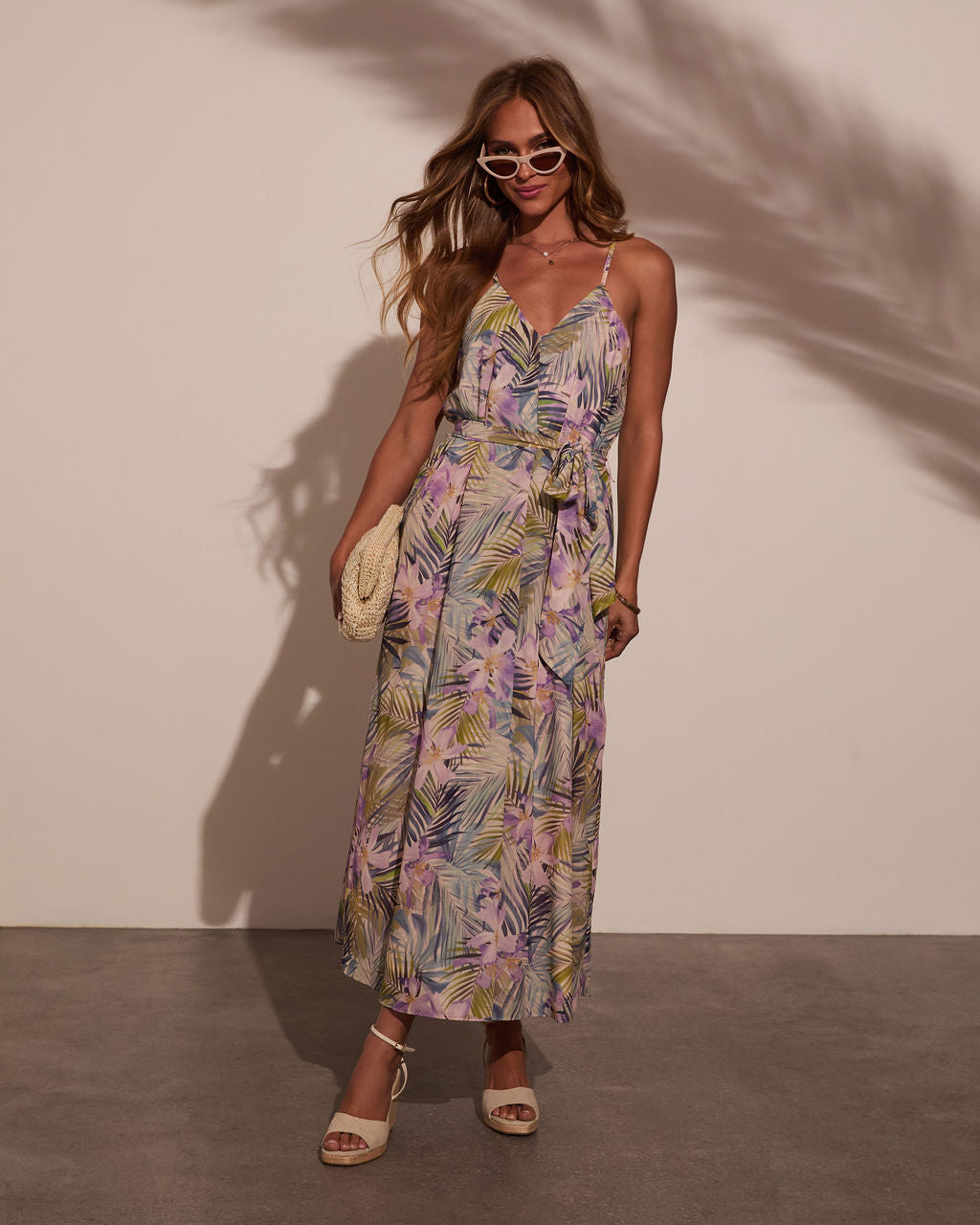 Piah Palm Print Maxi Dress