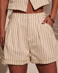Sailen Belted Pinstripe Shorts