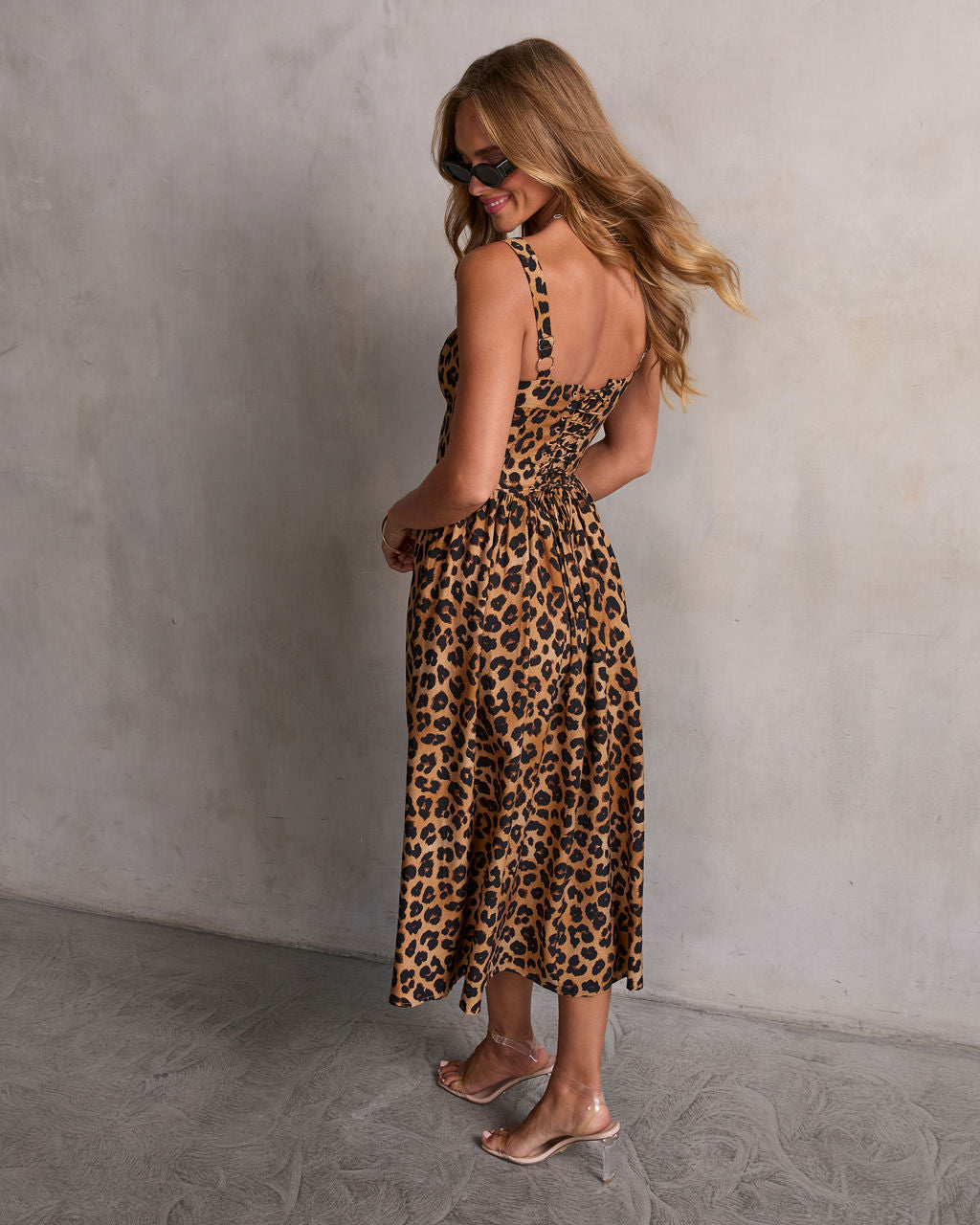 Louna Leopard Fit And Flare Midi Dress