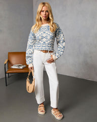 Cottage Hour Abstract Crew Neck Sweater