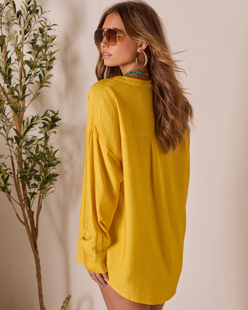 House Of Sun Satin Button Up Top