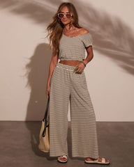 Washed Away Striped V Neck Top