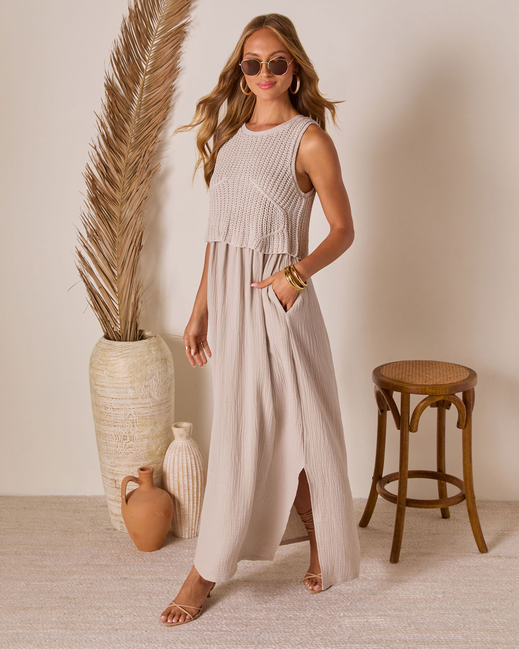 Saltwoven Crochet Bodice Maxi Dress