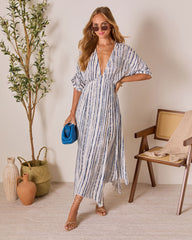 Salt Sky Plunging Neckline Maxi Dress