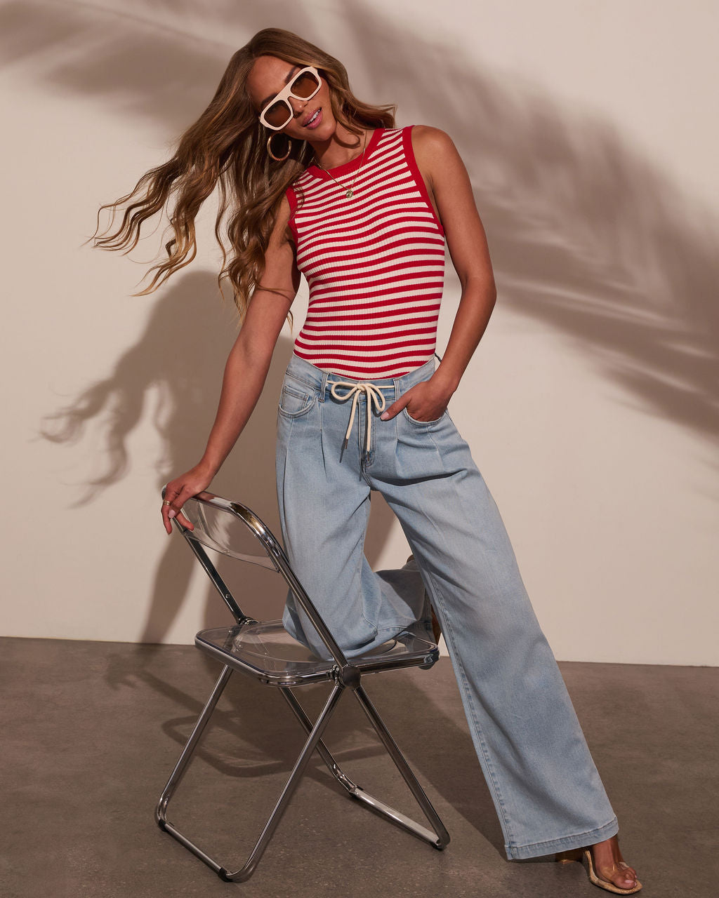 Wanderfolk Super Stretch Drawstring Wide Leg Jeans