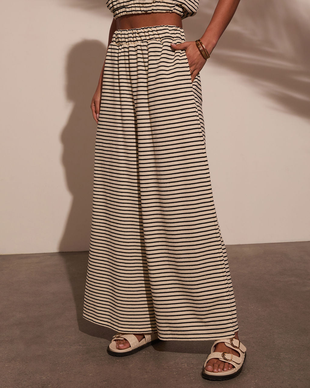 Washed Away Striped Wide Leg Pants