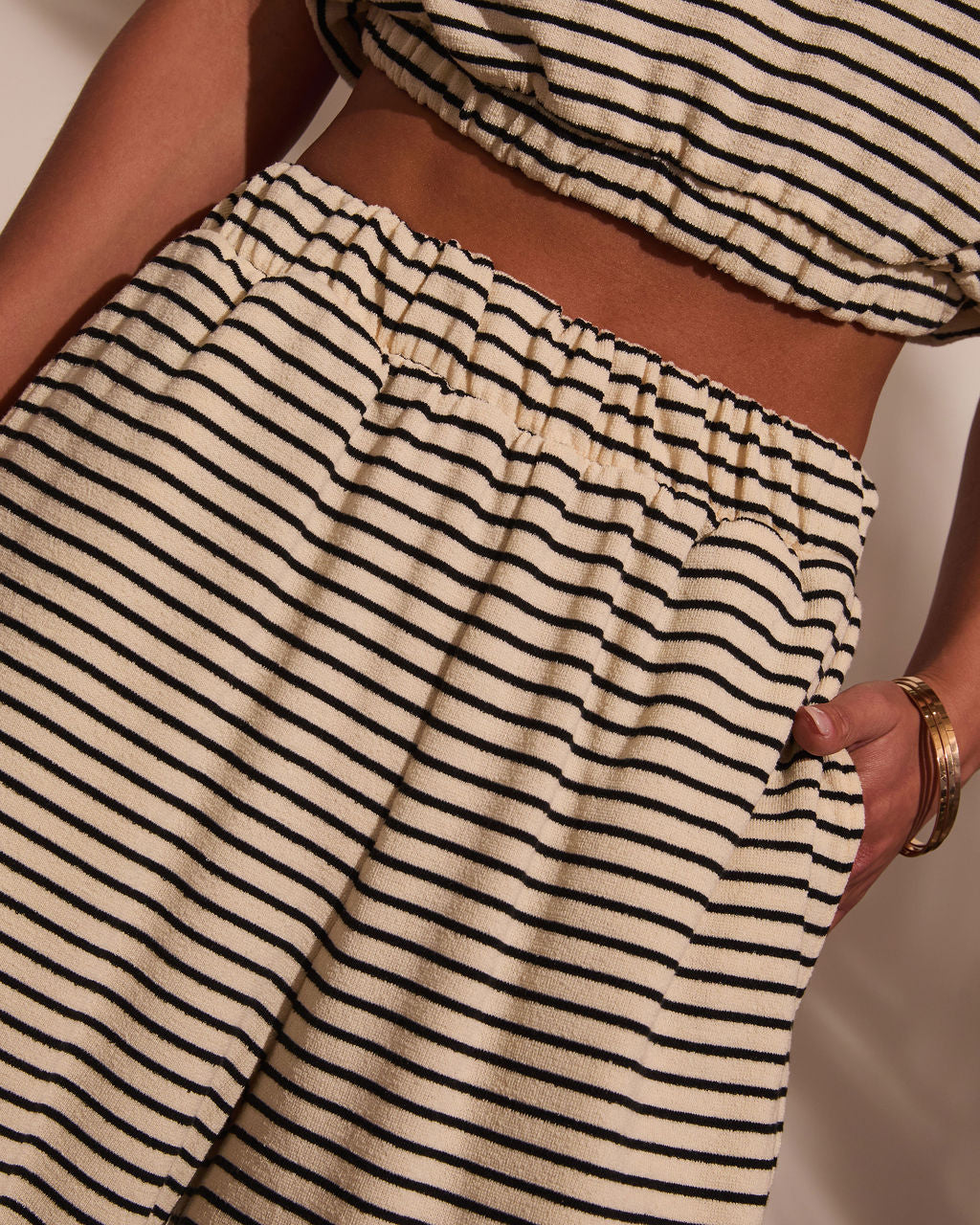 Washed Away Striped Wide Leg Pants