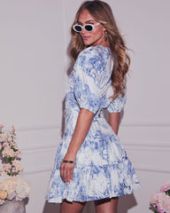 Anise Belted Abstract Mini Dress