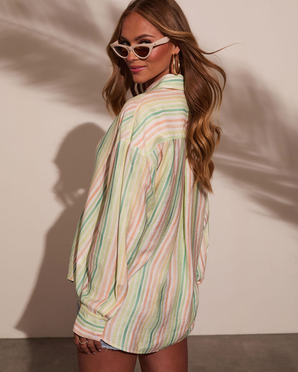 Suddenly Fine Striped Button Down Top