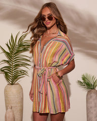 Sunshade Waist Tie Mini Shirt Dress