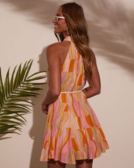 Zena Abstract Belted Mini Dress