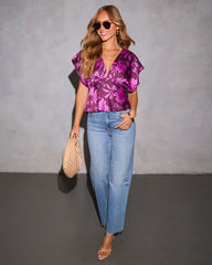 Baja Bloom V Neck Blouse