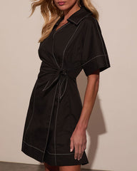 Nella Contrast Wrap Tie Mini Dress