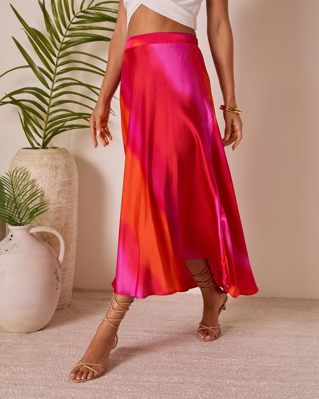 Citrus Moon Abstract Midi Skirt