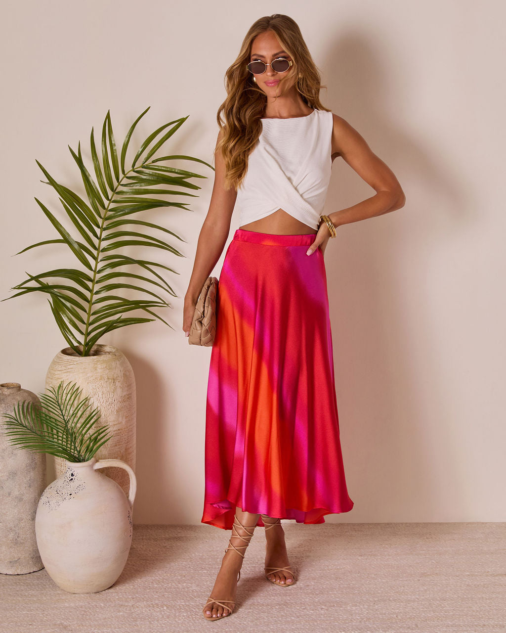Citrus Moon Abstract Midi Skirt