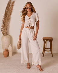 Summer on the Range Eyelet Front Tie Top