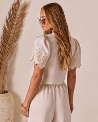 Summer on the Range Eyelet Front Tie Top