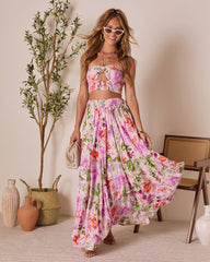 Moonpetal Floral Pleated Maxi Skirt