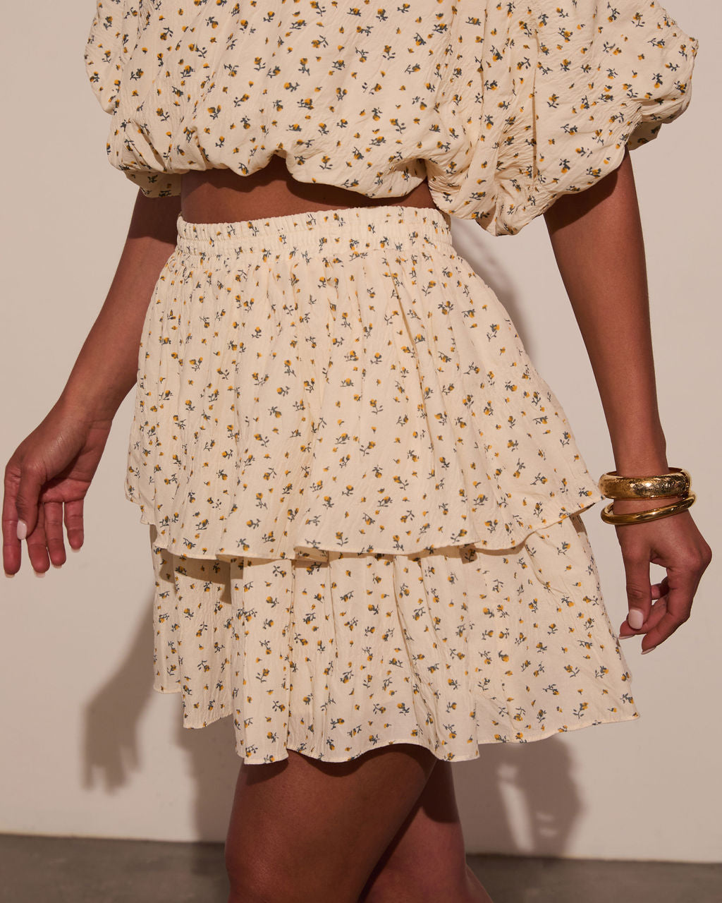 Sweet Harmony Tiered Floral Mini Skirt