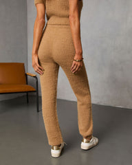 Chai Fall Fuzzy Knit High Rise Waist Tie Pants