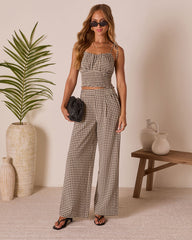 Salanah Wide Leg Gingham Pants