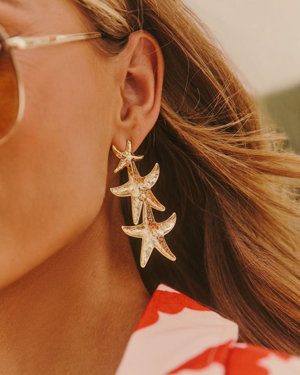 Sandbar Tiered Starfish Earrings