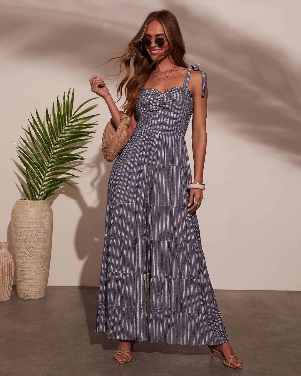 Reima Pleated Shoulder Tie Jumpsuit