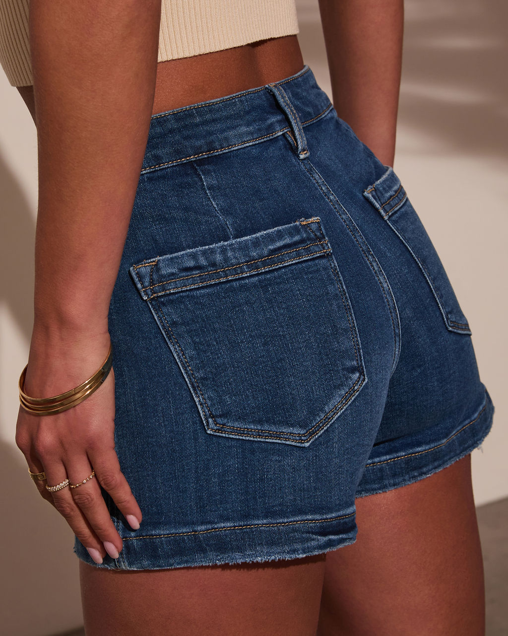 Darah Front Pocket Denim Shorts