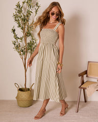 Braylin Striped Smocked Midi Dress