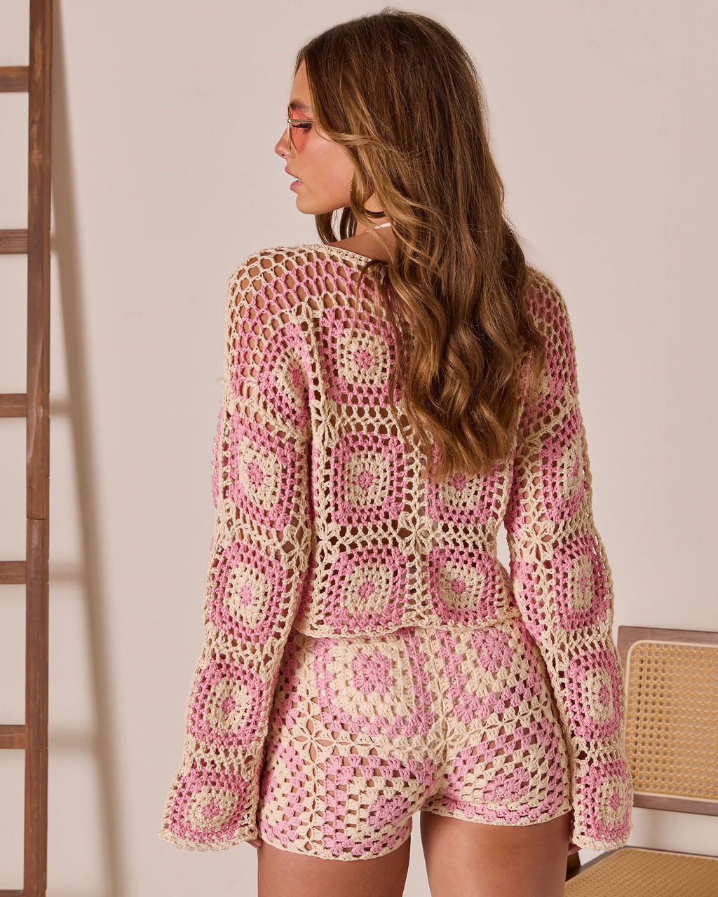 Clio Geometric Crochet Cover Up Top