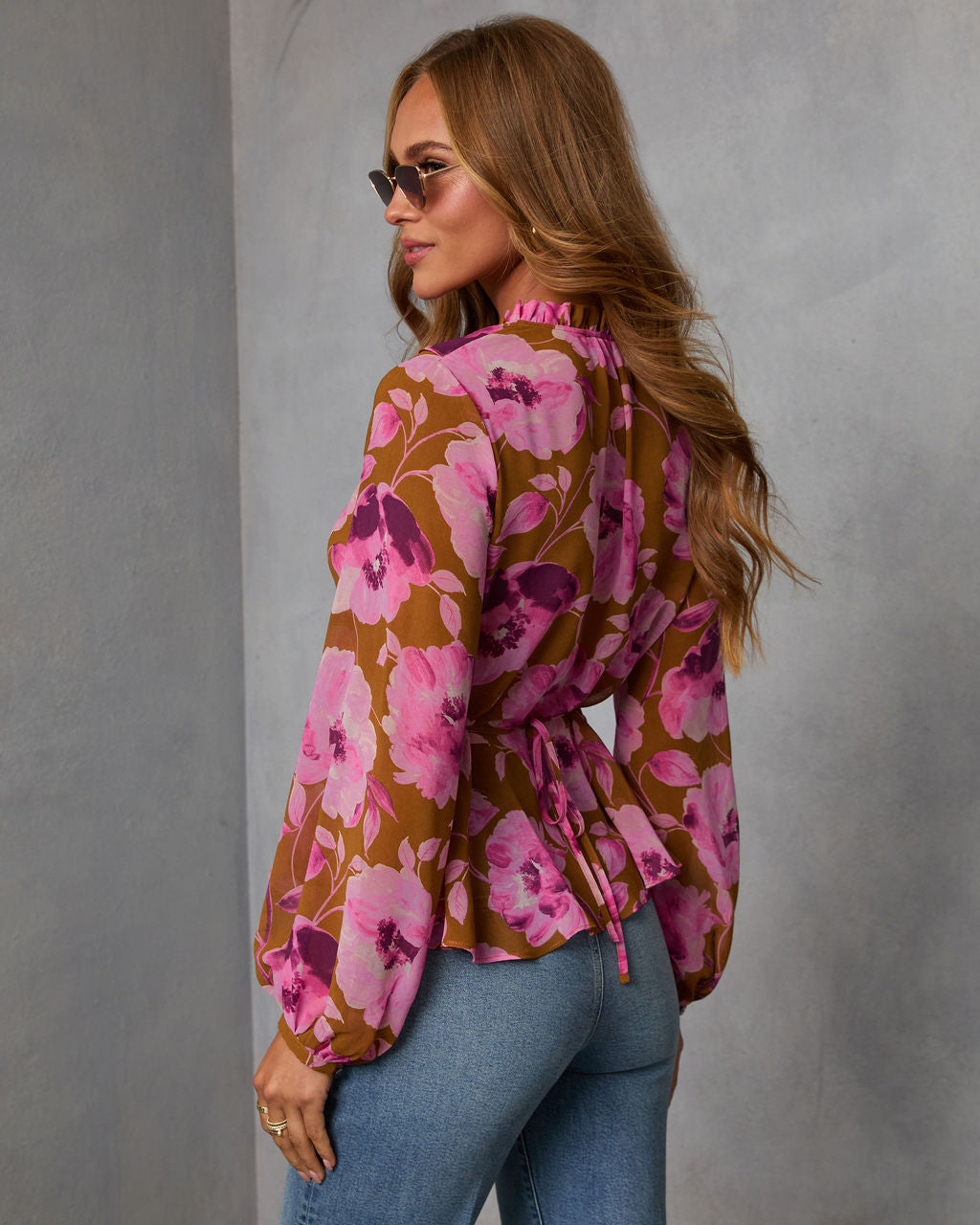 Wild Fig Ruffle Chiffon Top