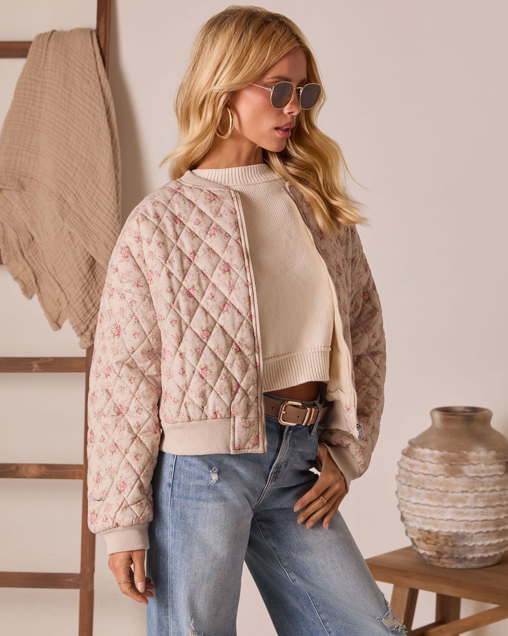 Amber Season Printed Quilted Bomber Jacket