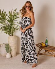 Windswept Strapless Waist Tie Maxi Dress