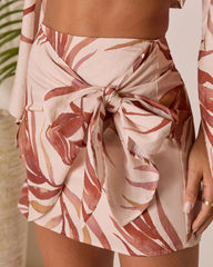 Ramiah Wrap Tropical Mini Skirt