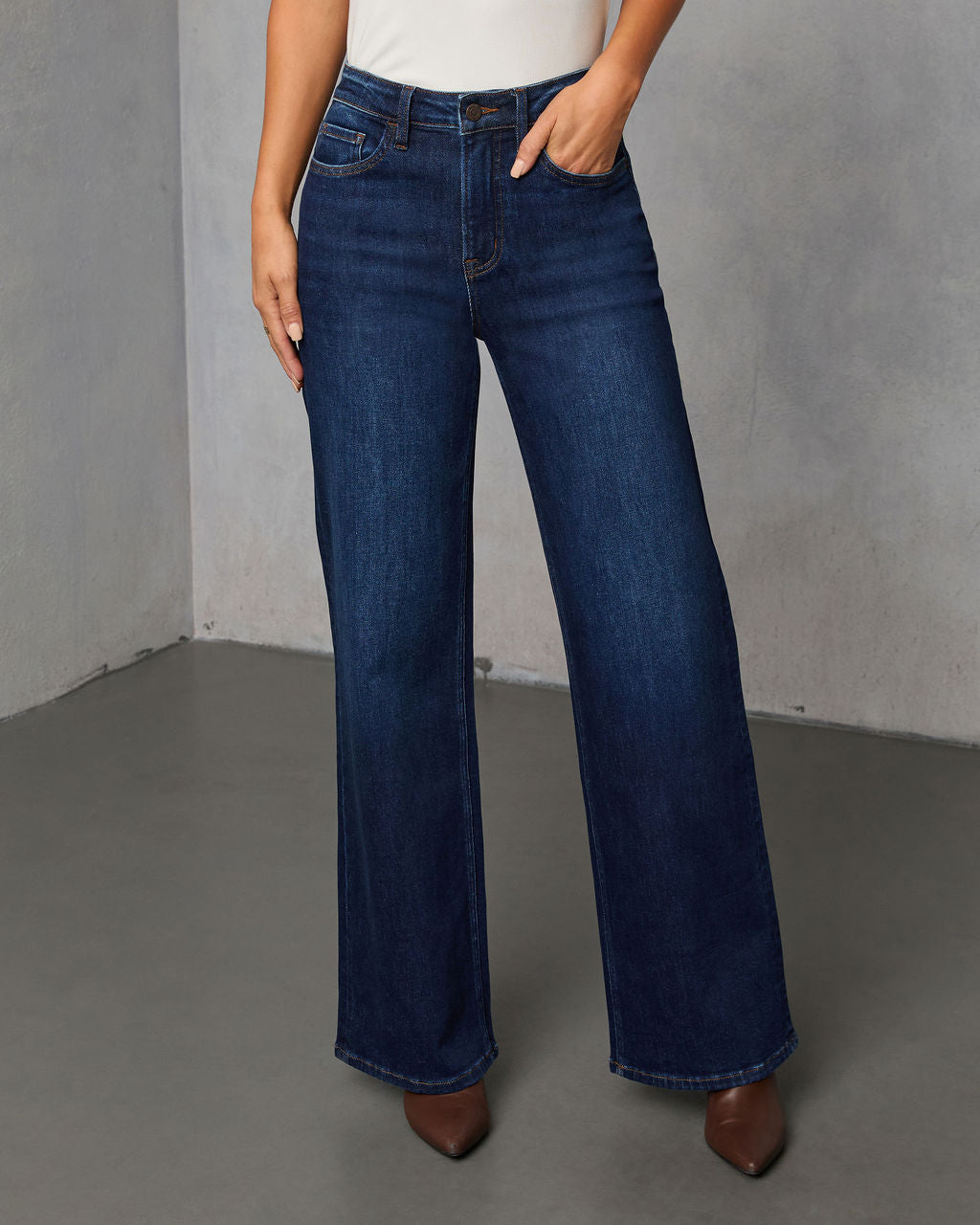 Lowland Stretch High Rise Relaxed Wide Leg Jeans