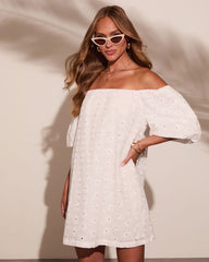 Mirelle Eyelet Off The Shoulder Mini Dress