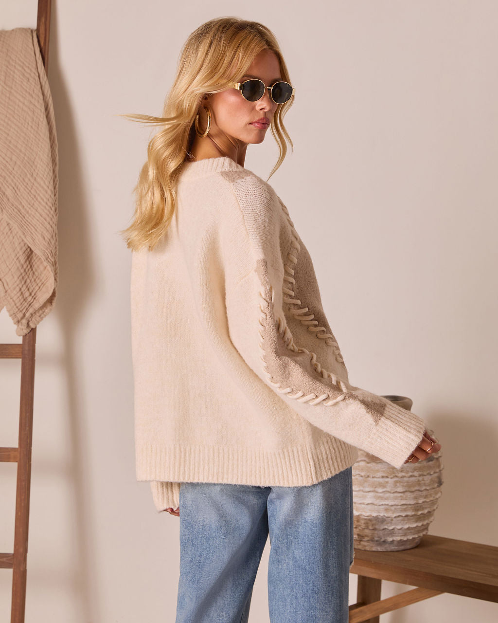 Chai Reverie Raised Stitch Knit Sweater