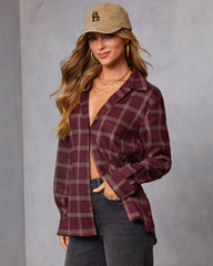 Muted Ember Plaid Button Down Top