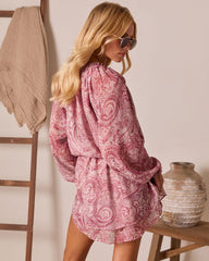 Hollow Stitch Paisley Mini Dress