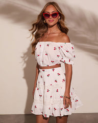 Celinea Cherry Print Off The Shoulder Top