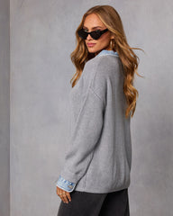 Slow Moments Twofer Denim Trim Sweater