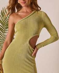 Marek One Shoulder Cutout Midi Dress