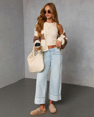 Dreah Open Front Contrast Striped Cardigan