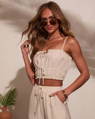 Pamella Pleated Front Tie Top