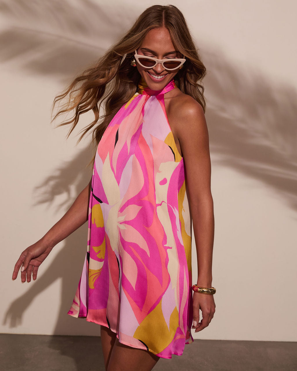Tropical Treasure Floral Halter Mini Dress
