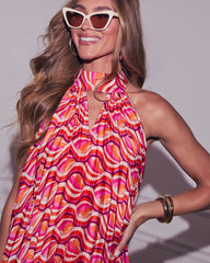 Celia Abstract Halter Maxi Dress