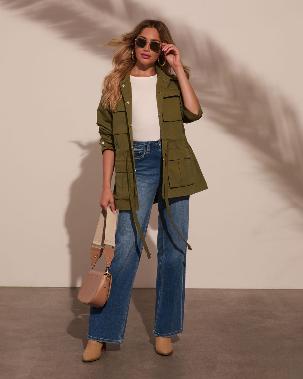 Stay Ready Cinched Waist Utility Jacket