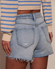 Stars and Stripes Distressed Denim Shorts