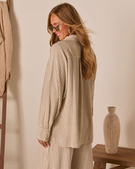 Preslen Striped Button Down Top