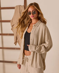 Preslen Striped Button Down Top